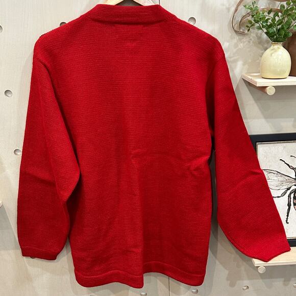 ALPACA STYLE Traditional Alpaca Wool Cardigan SZ M Leather and Wool Trim - Picture 3 of 6